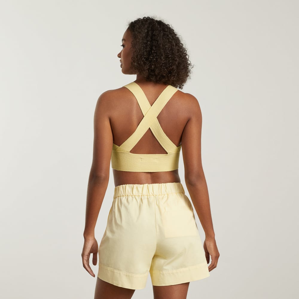 The Cross-Back Cropped Sweater Top | Pastel Yellow