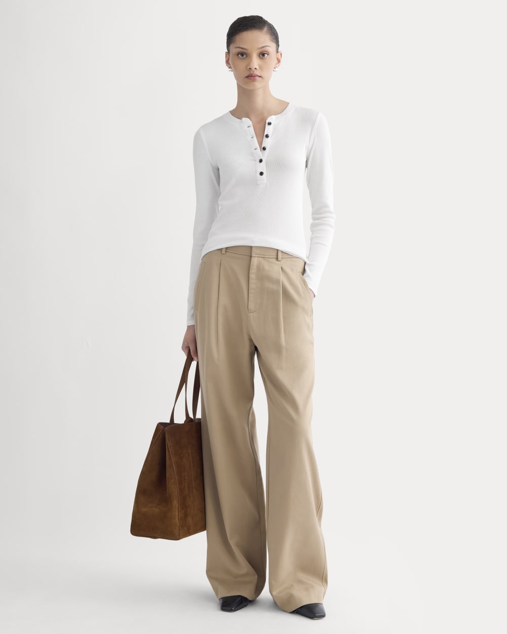 The Luxe Rib Henley | White