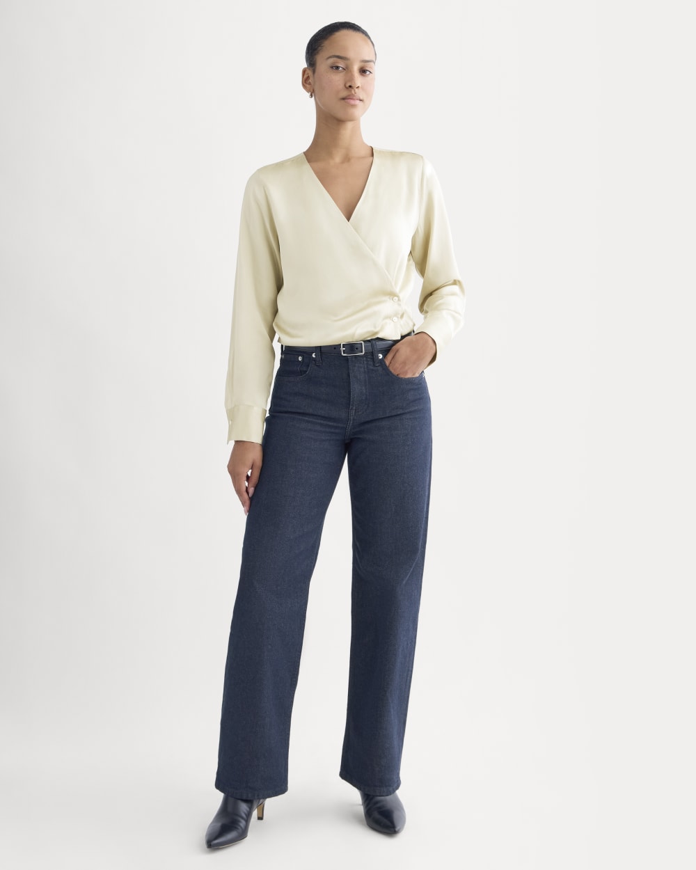 Wrap Top in Silk Charmeuse | Peyote