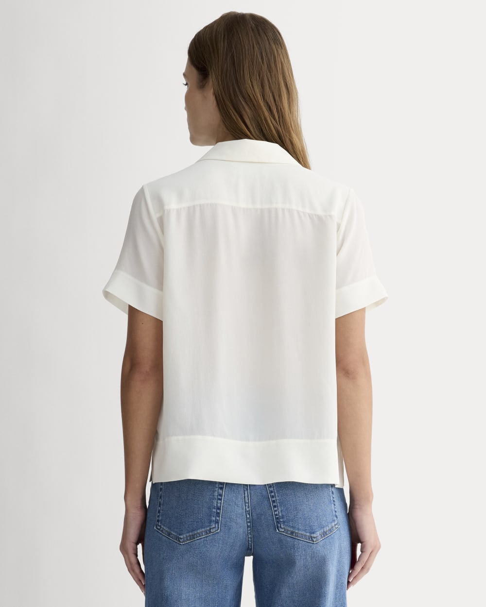 The Notch Shirt in Washable Silk | Off-White