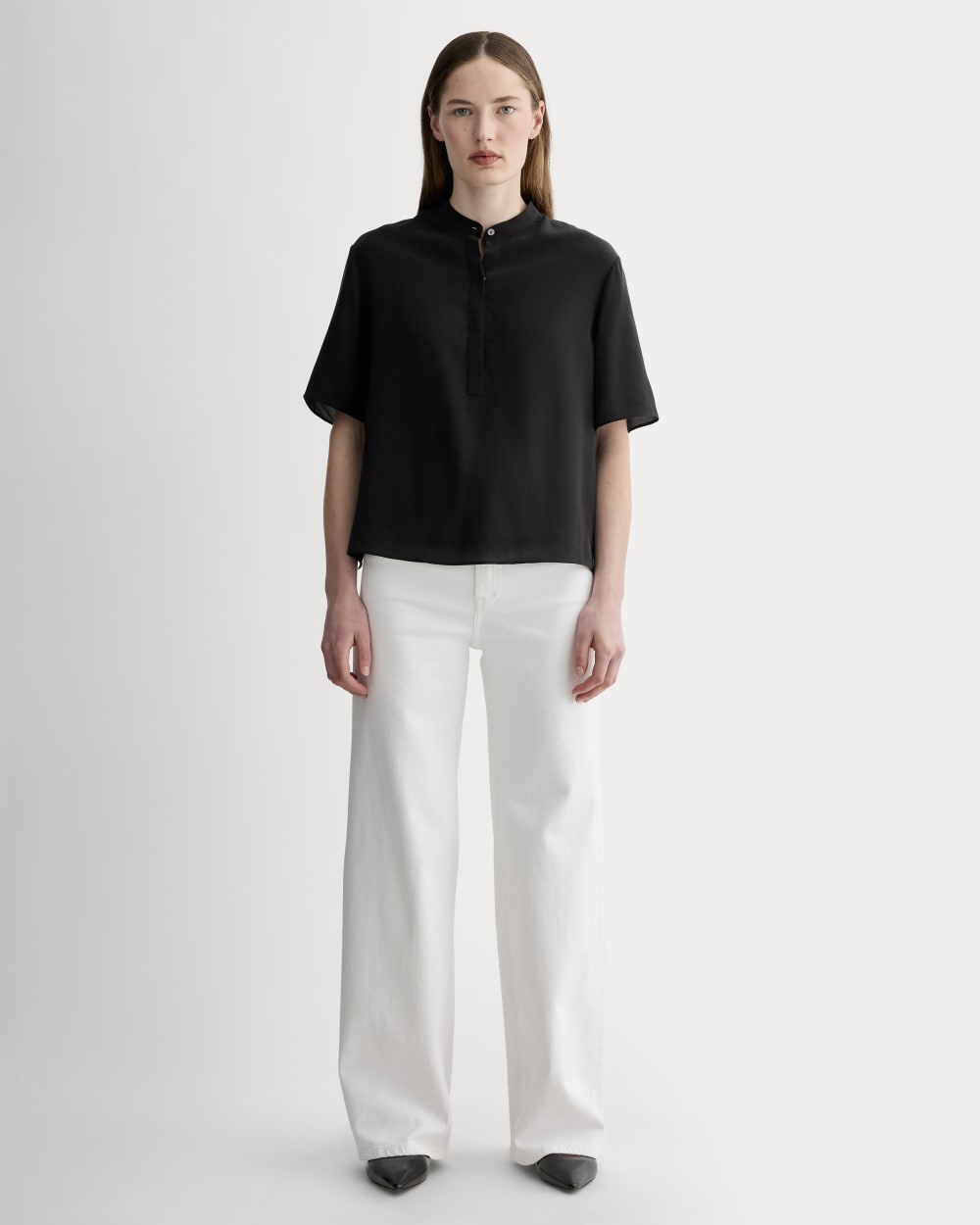 The Popover Top in Washable Silk | Black