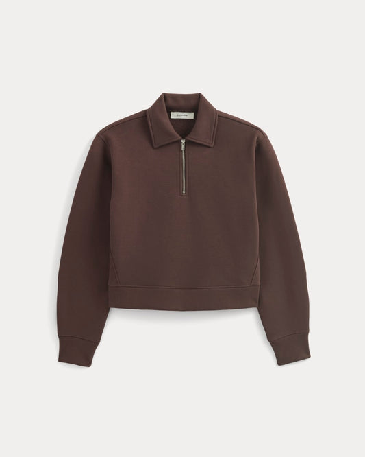 Luxe Fleece Zip Polo | Dark Chocolate