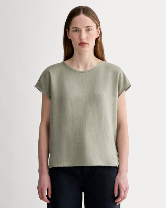 The Muscle Top in Linen | Sage Green