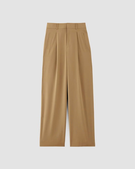 The Italian Wool Way-High® Drape Pant | Camel