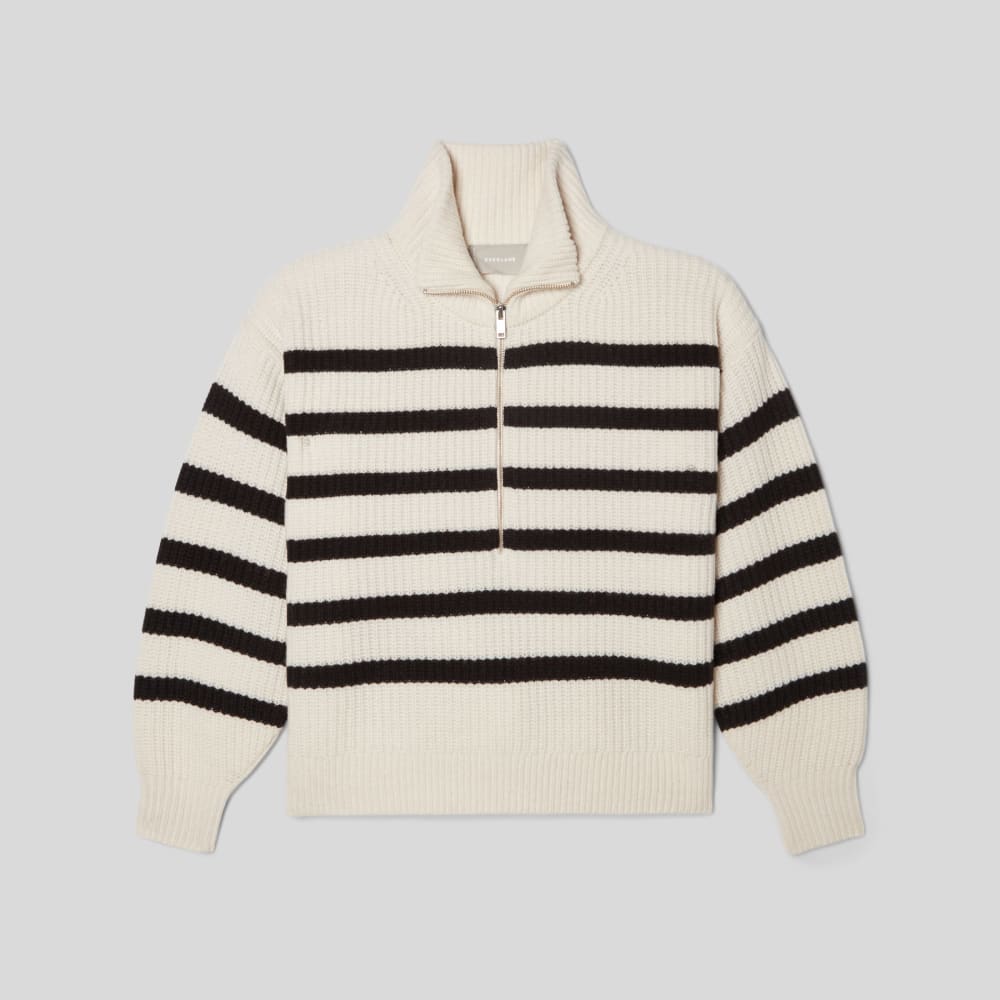 The Half-Zip Sweater in Luxe Merino | Bone / Black