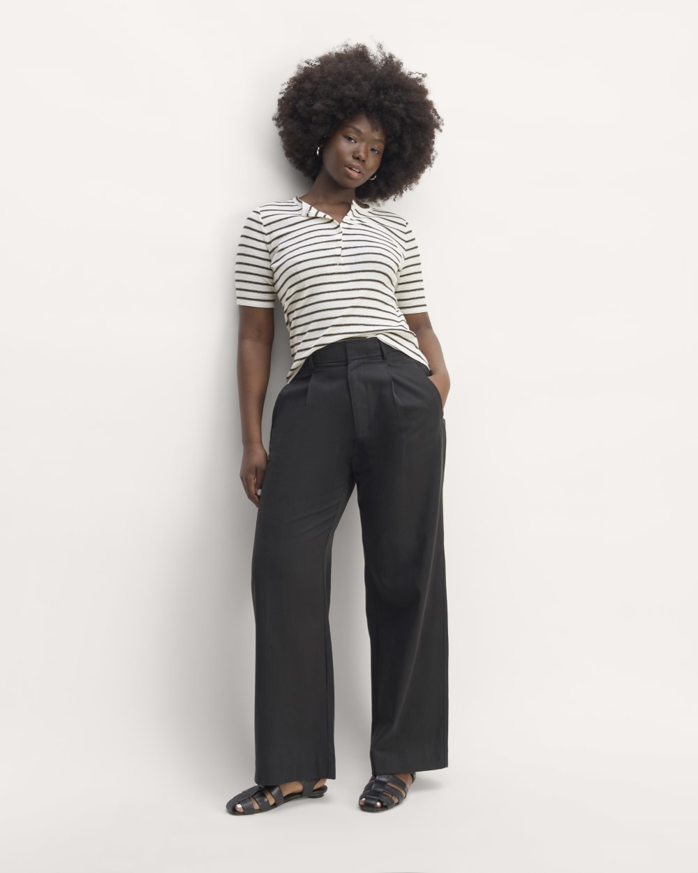 The Vintage Rib Henley | Bone / Black