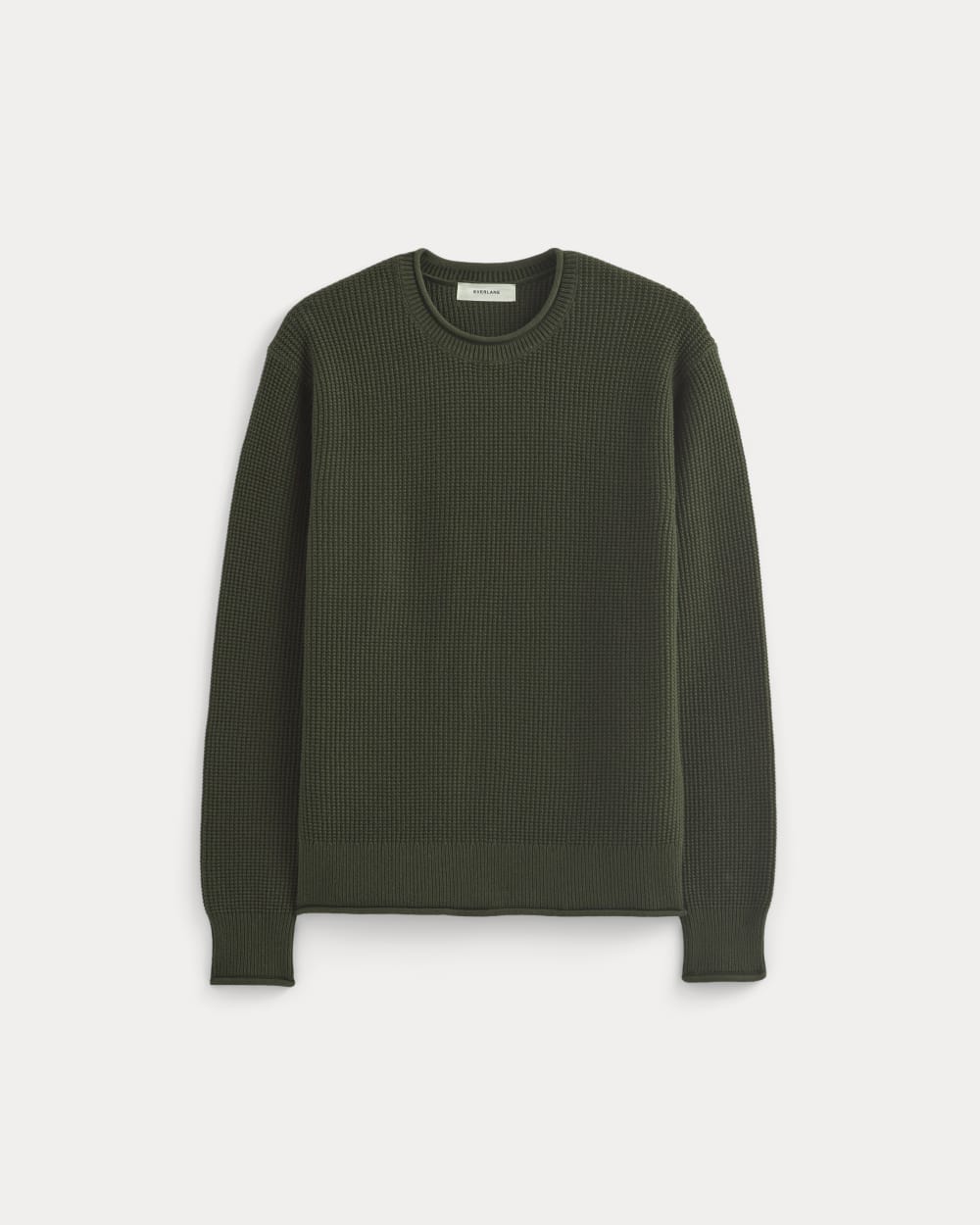 Waffle Rollneck Crew in Everyday Cotton | Dark Green
