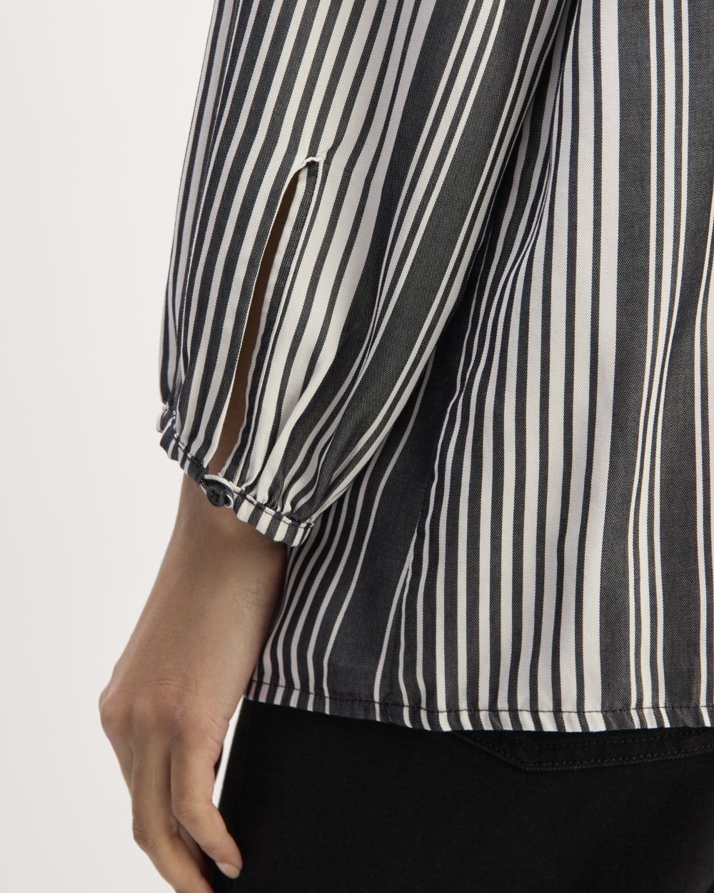 The Gathered Shirt in Butterlite | Black / Bone