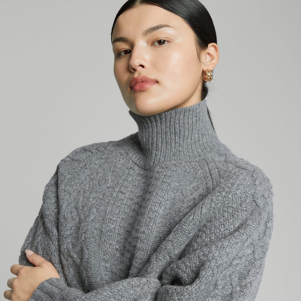 The Felted Merino Cable Sweater | Heathered Mid-Grey