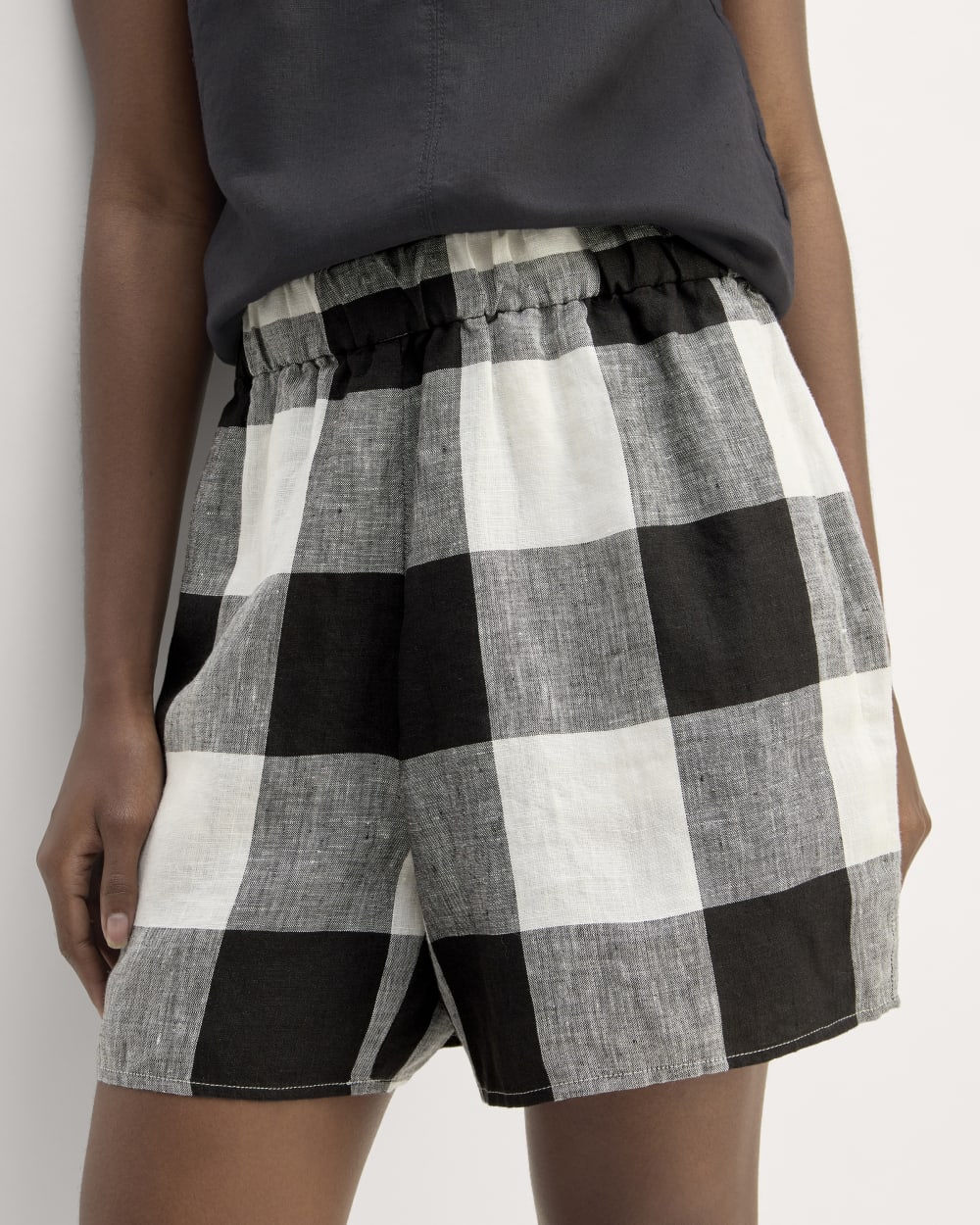 The Linen Easy Short | Bone / Black Check