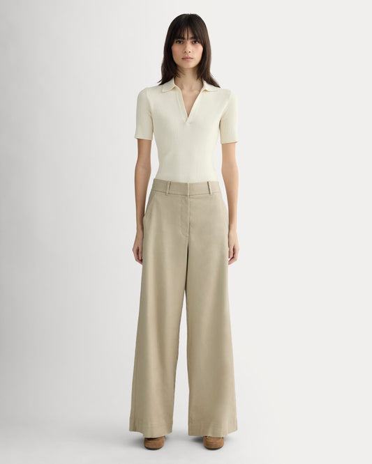 The Wide-Leg Pant in Stretch Linen | Trench Coat Khaki