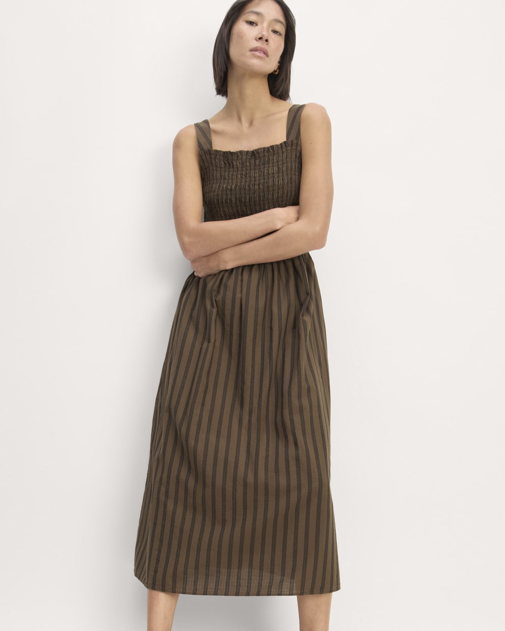 The Gauze Smock Dress | Cocoa / Black