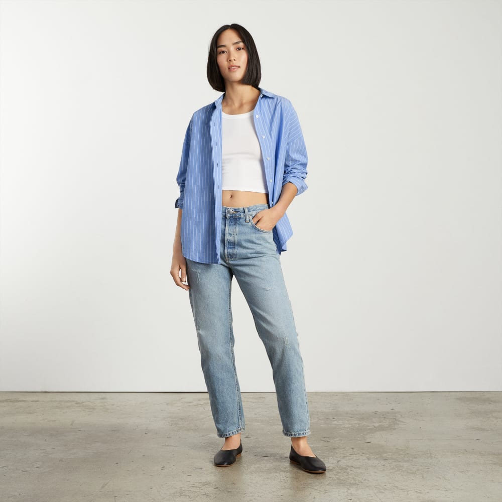 The Oversized Poplin Shirt | Powder Blue / White