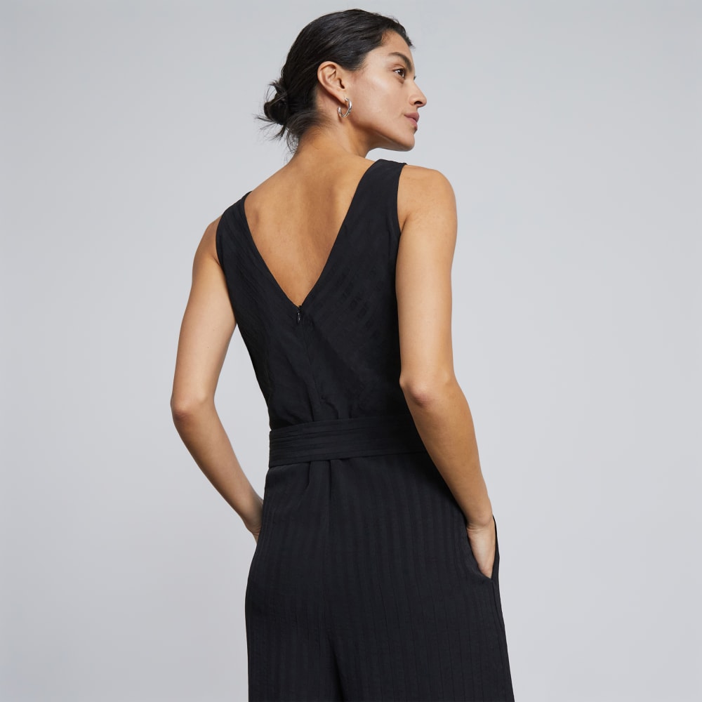 The City Stripe Draped Jumpsuit | Black