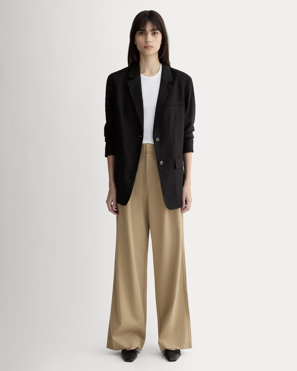 The Oversized Blazer in Stretch Linen | Black