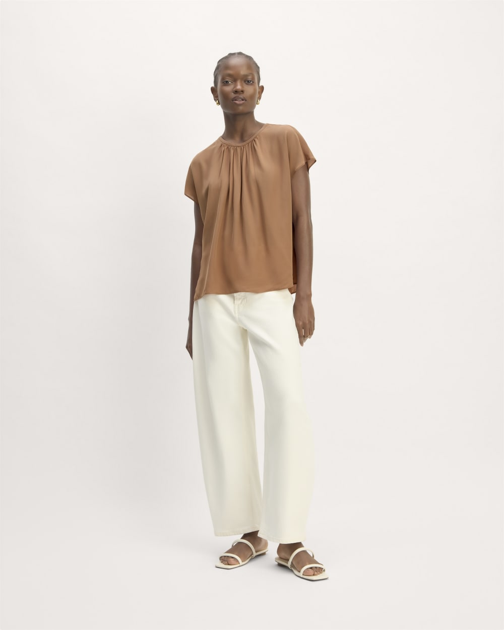 The Gathered Neck Top | Carob Brown