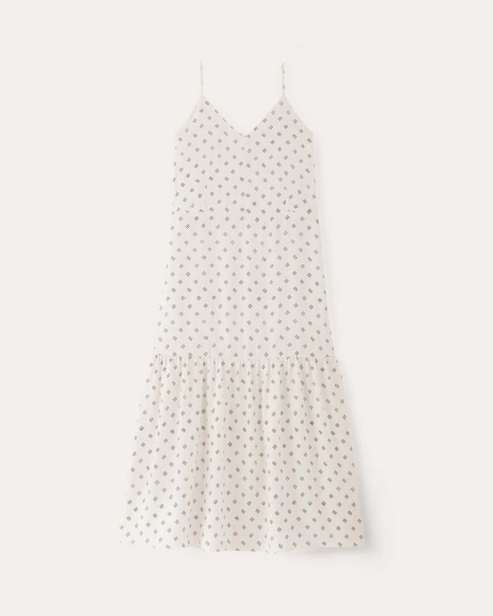 The Long Weekend Dress in Butterlite | Bone / Black Square Dot