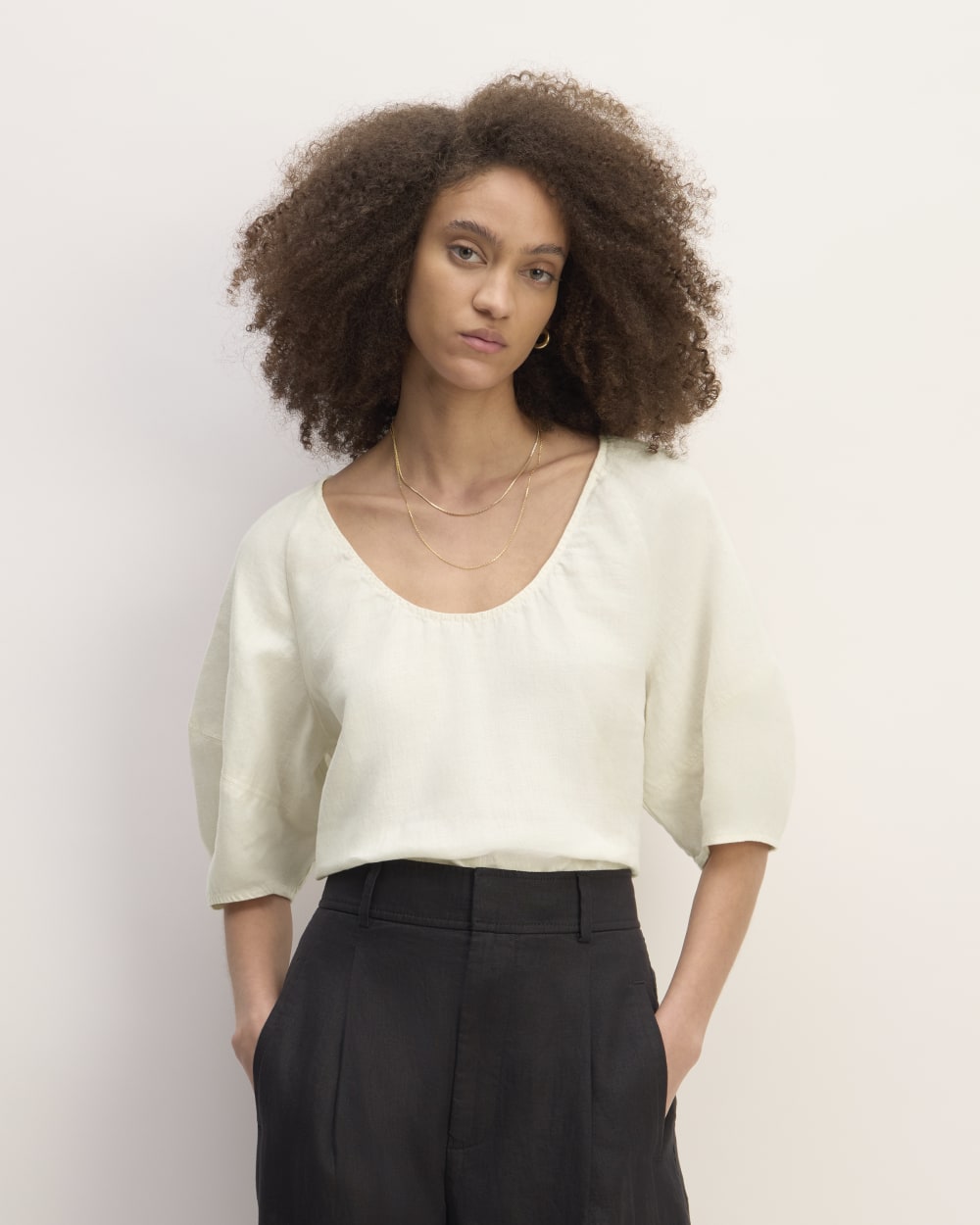 The Scoop Top in Linen | Bone
