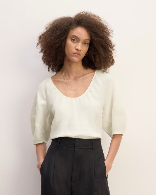 The Scoop Top in Linen | Bone