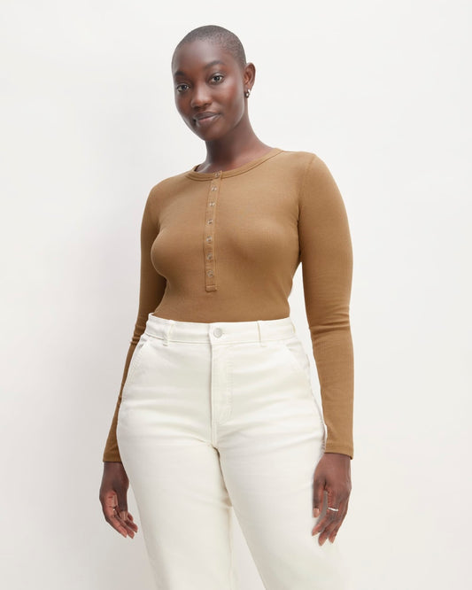 The Luxe Rib Henley | Toasted Coconut