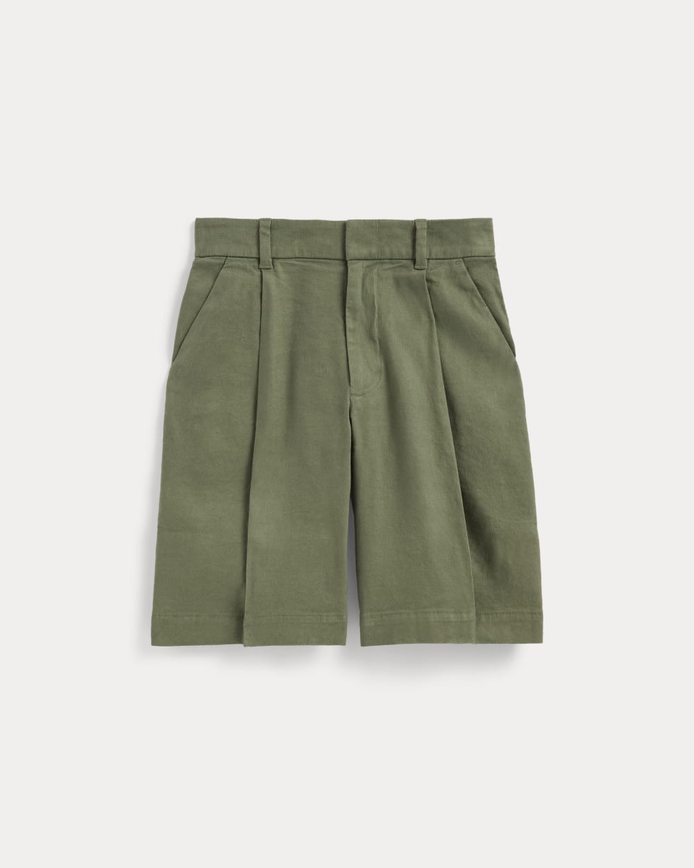 The Pleated Short in Stretch Linen | Lichen Green