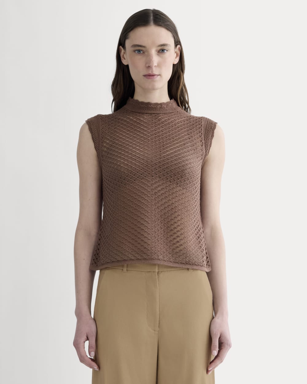 The Lace Knit Tank | Mocha