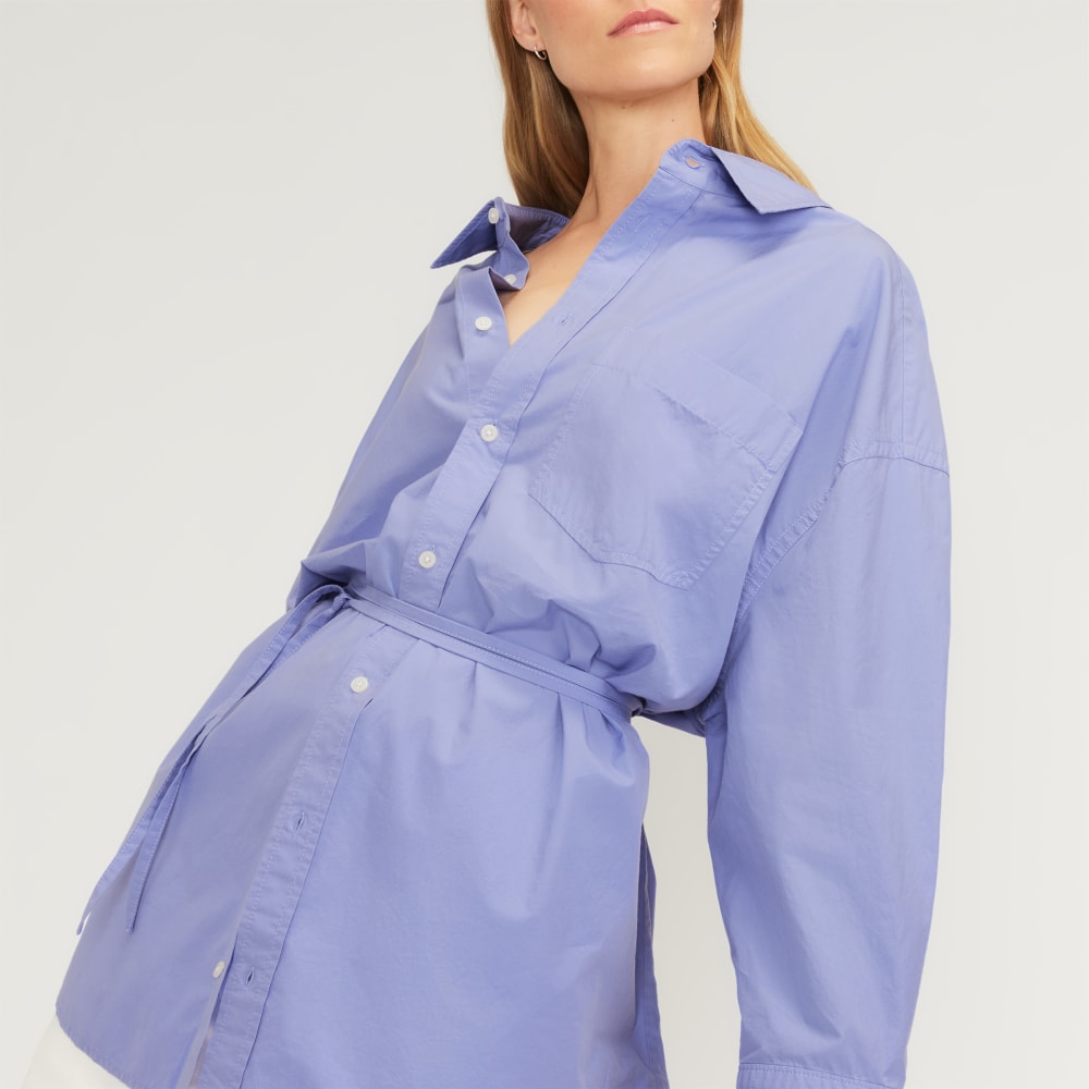 The Poplin Tie Back Shirt | Cornflower Blue