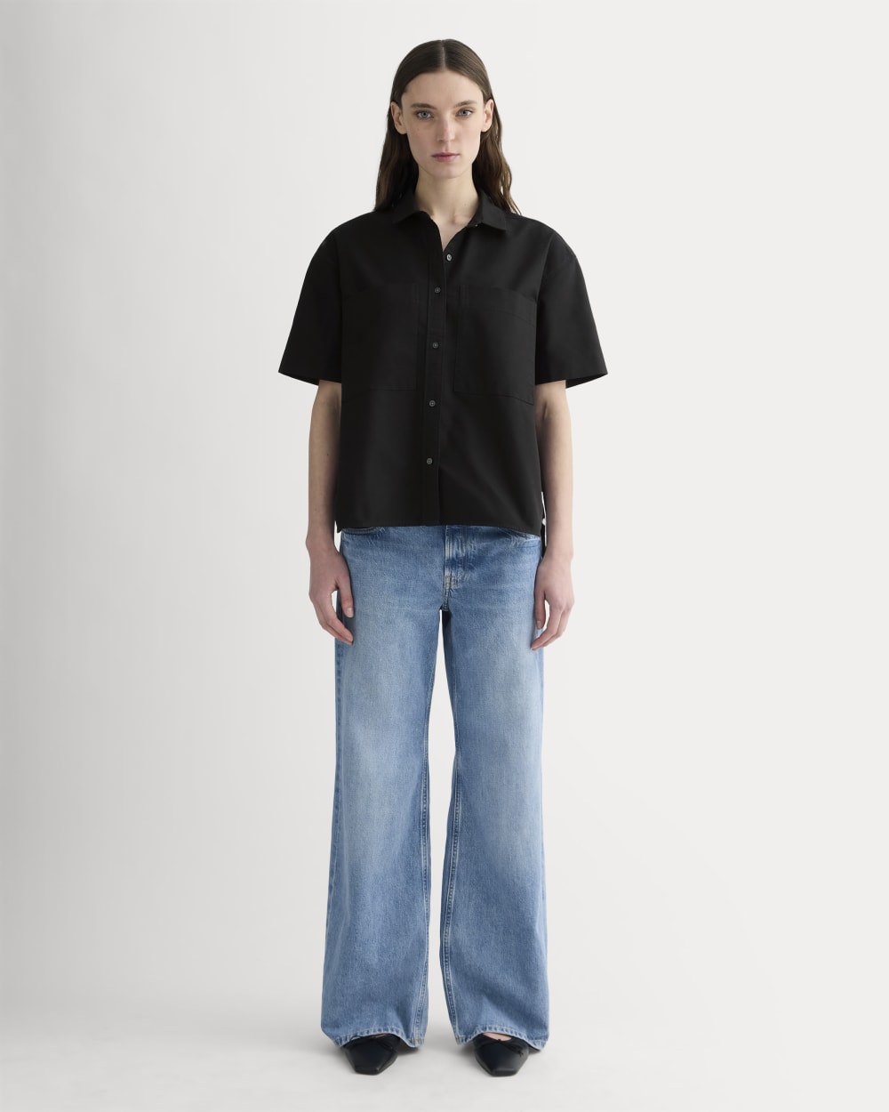 The Short-Sleeve Boxy Oxford | Black