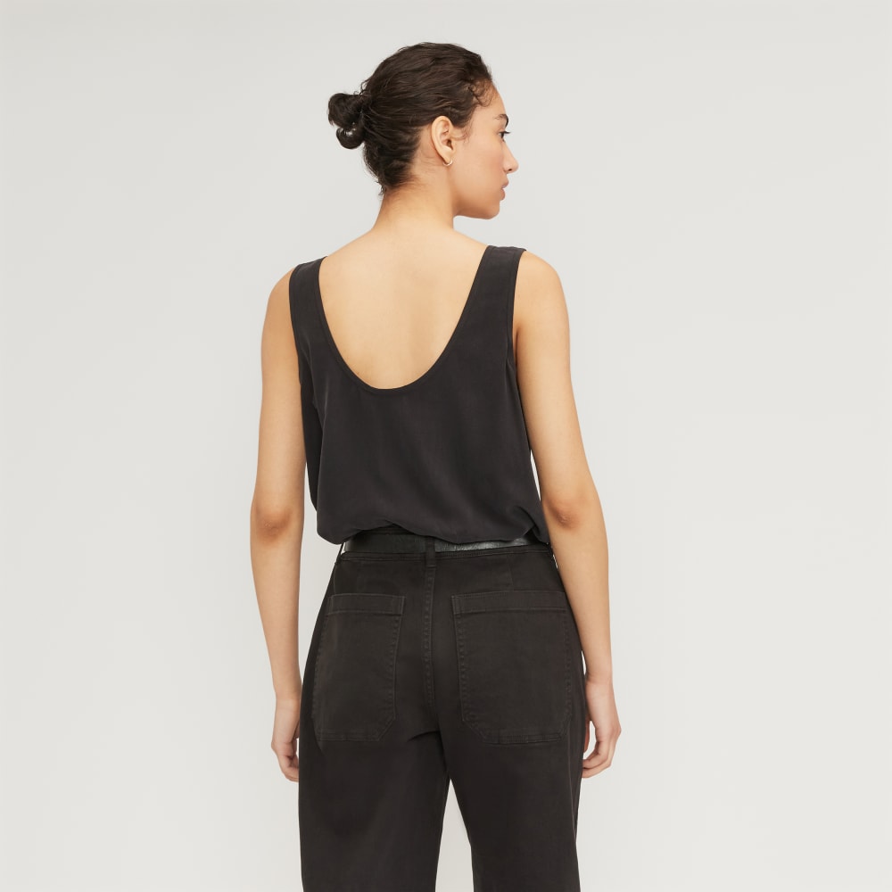 The Scoop Tank in Washable Silk | Black