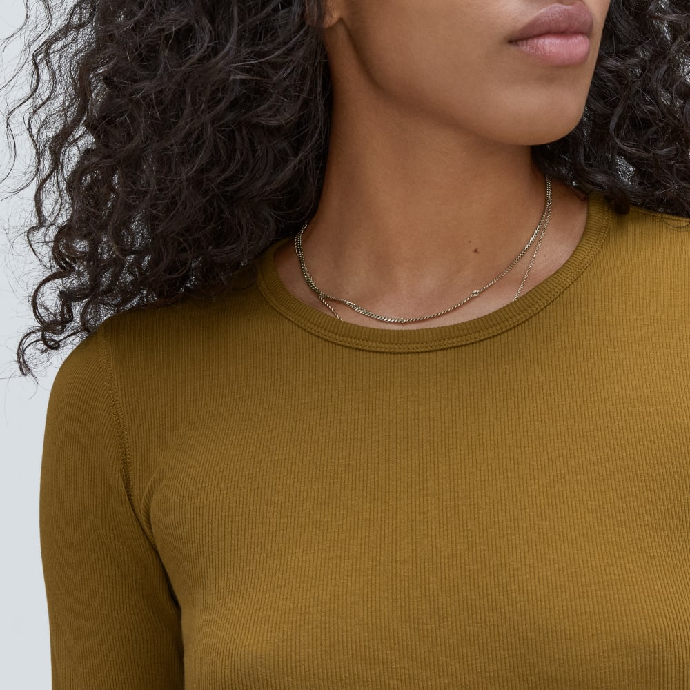 The Pima Micro-Rib Long-Sleeve Crew | Tapenade
