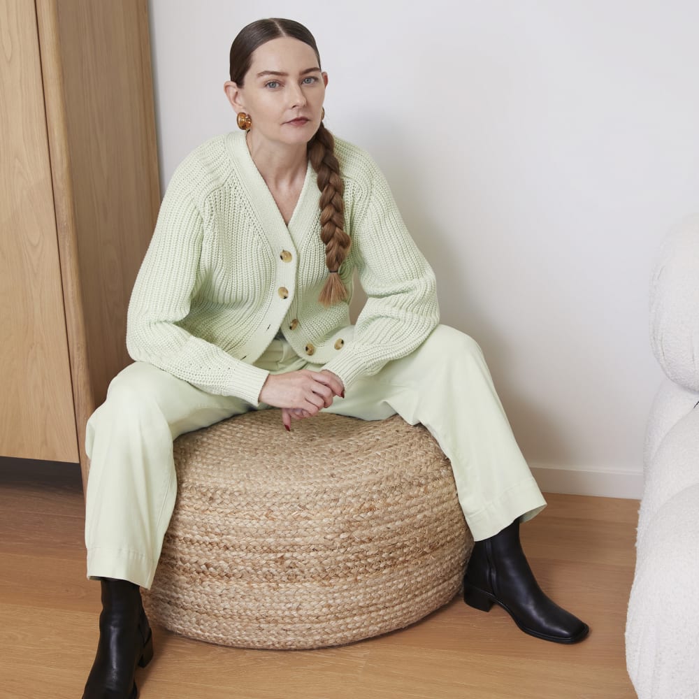 The Texture Cotton Cardigan | Seafoam Green