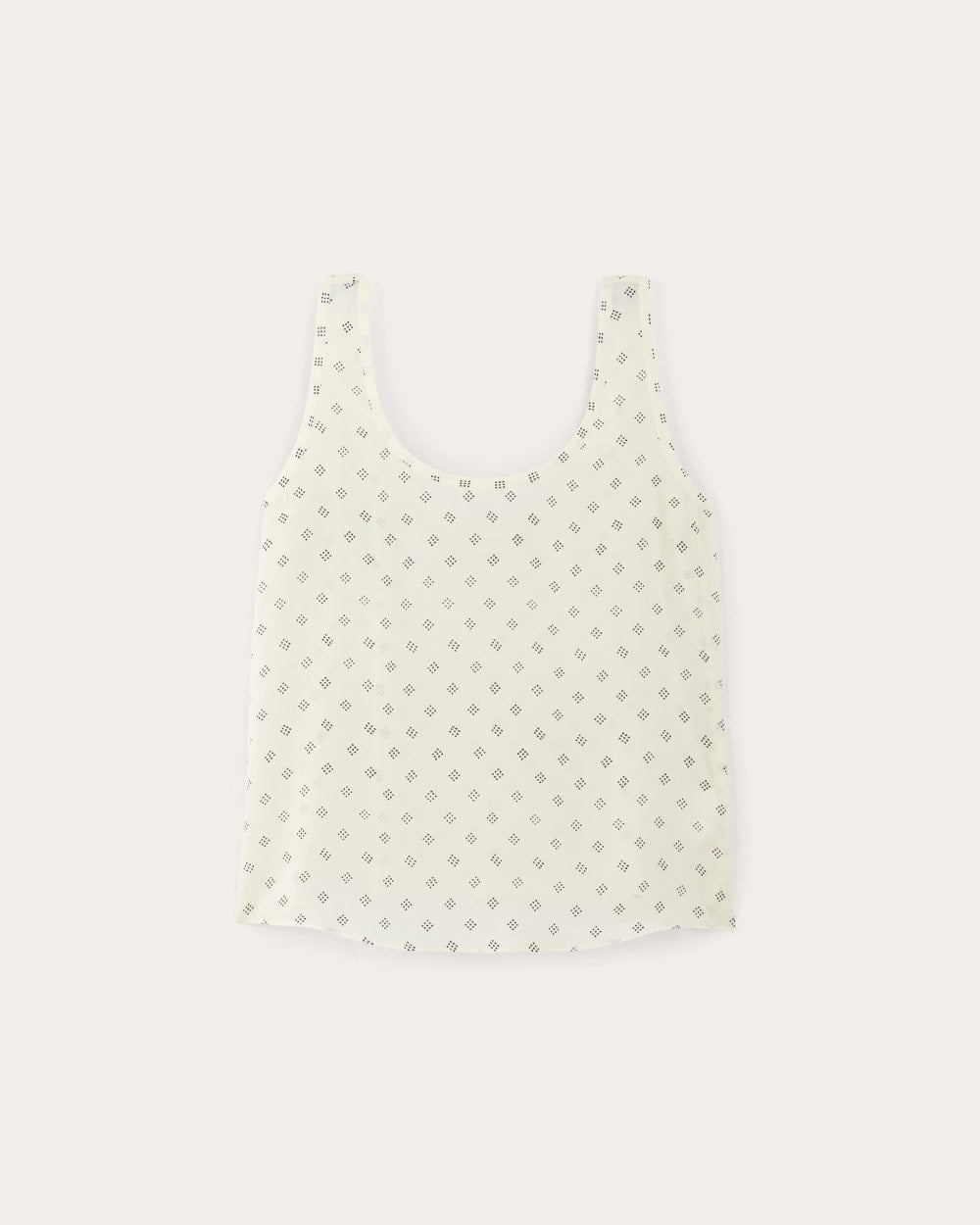 The Scoop Tank in Washable Silk | Bone / Black Square Dot