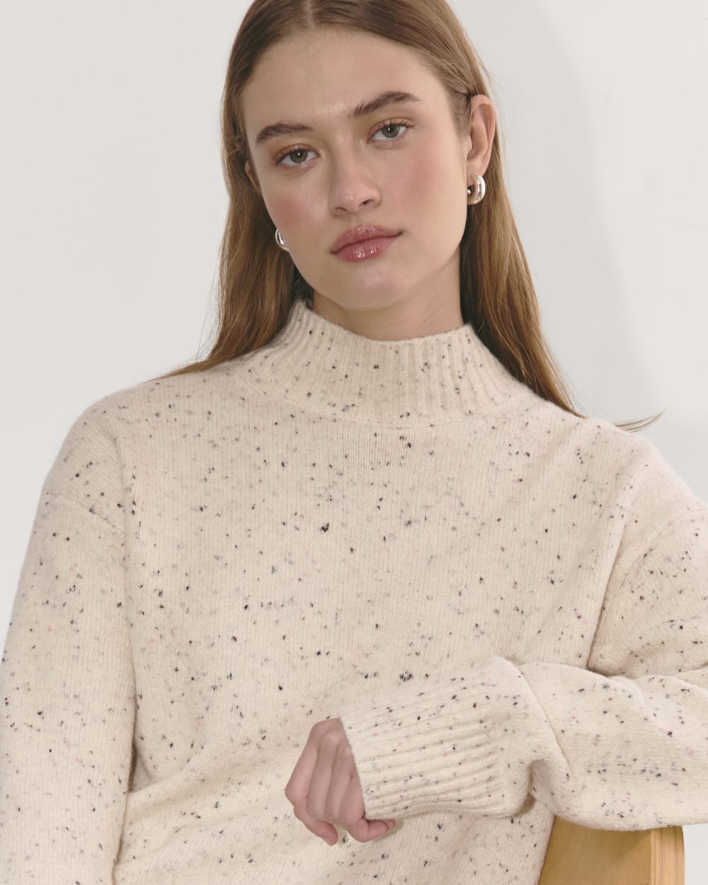 The Mockneck Sweater in Plush Cotton | Cream Confetti