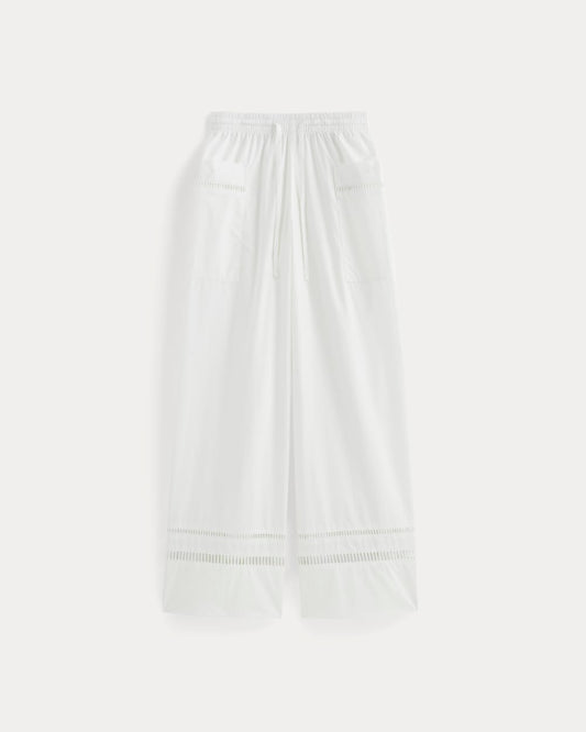 The Lace Trim Pant | White