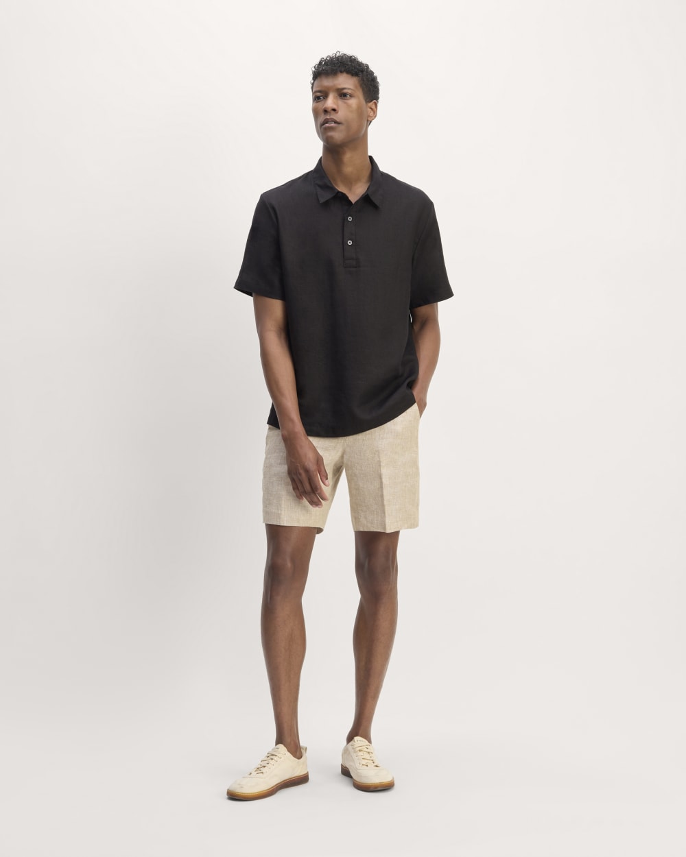 The Linen Short-Sleeve Popover Shirt | Black
