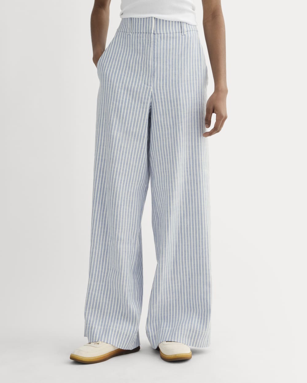 The Wide-Leg Pant in Stretch Linen | Bluebell / Bone