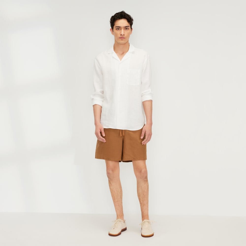 The Relaxed Linen Long-Sleeve Shirt | White