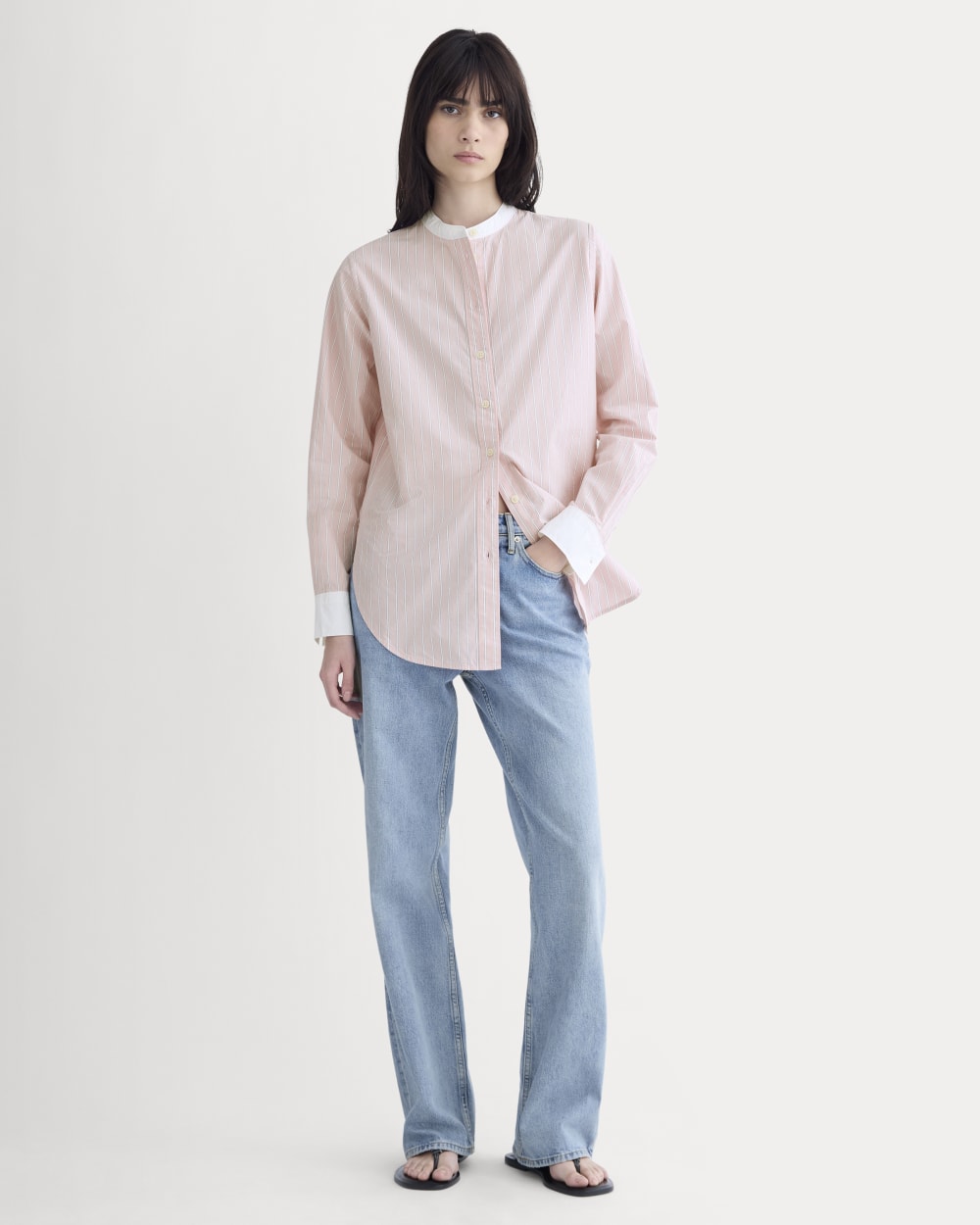 The Oversized Shirt in Ultrasoft Cotton | Pink / White