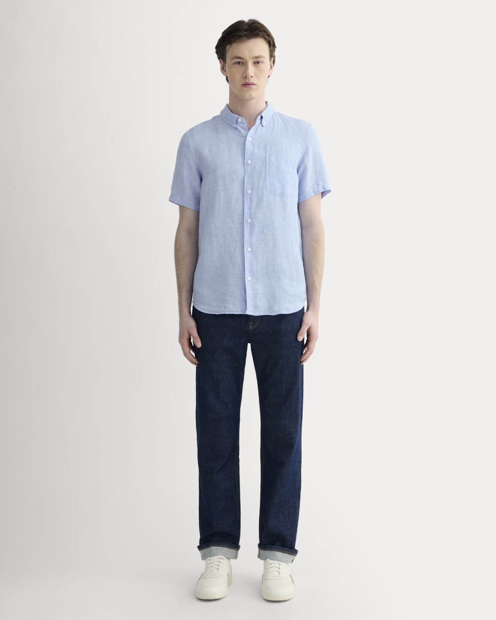 The Classic Short-Sleeve Shirt in Linen | Light Blue