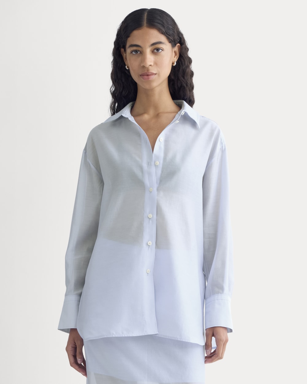 Oversized Shirt in Cotton-Silk Organza | Kentucky Blue