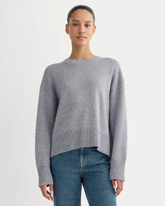 The Boxy Sweater in Everyday Cotton | Blue Indigo/Canvas Twist
