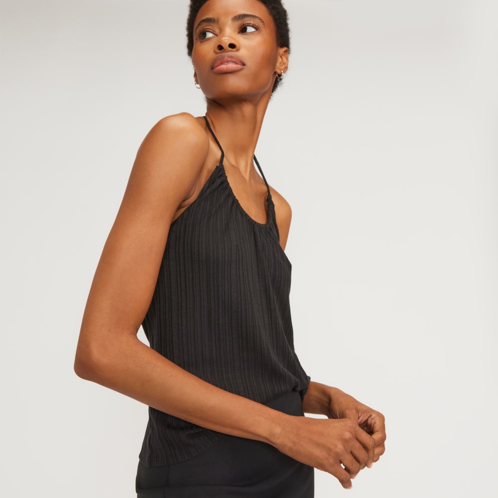 The Rib Soft Knit Halter Top | Black