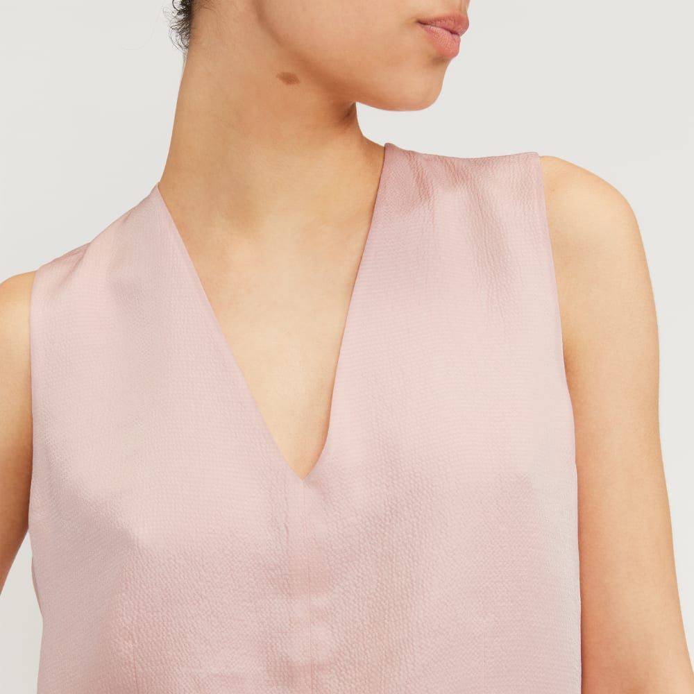 The Satin V-Neck Top | Petal Pink