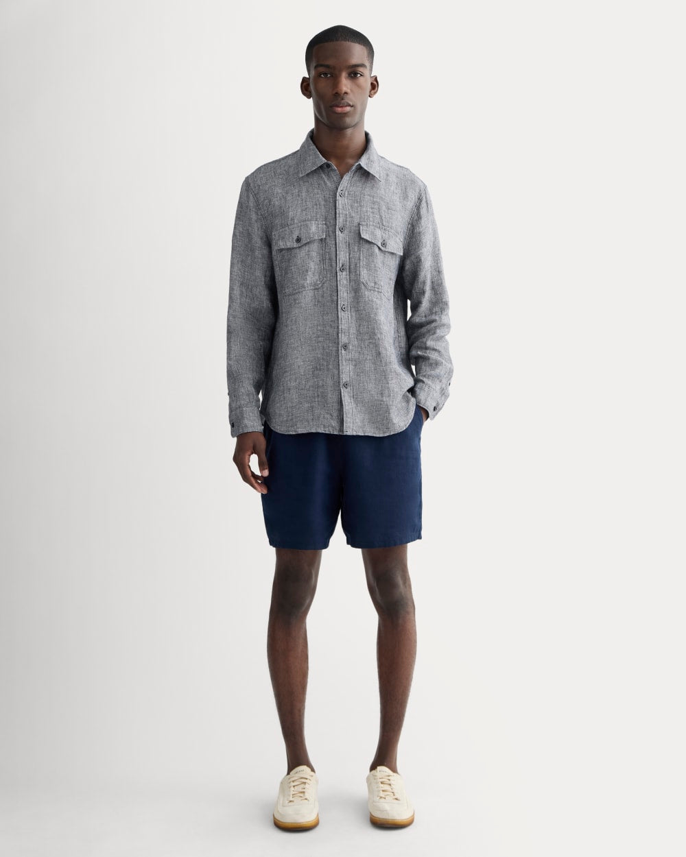 The Linen Utility Shirt | Navy Chambray