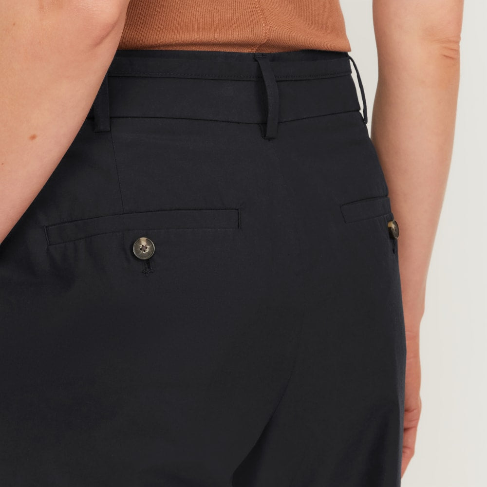 The Poplin Pleated Taper Pant | Black