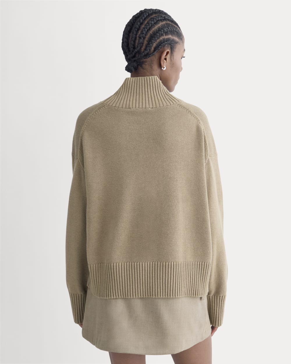 The Boxy Turtleneck in Everyday Cotton | Dark Heathered Camel