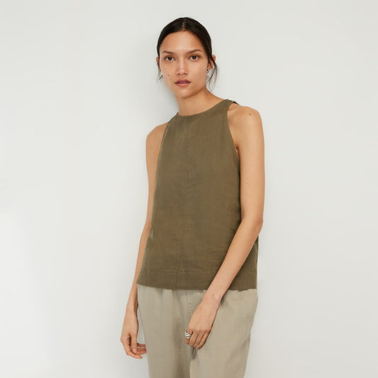 The Linen High-Neck Tank | Kalamata