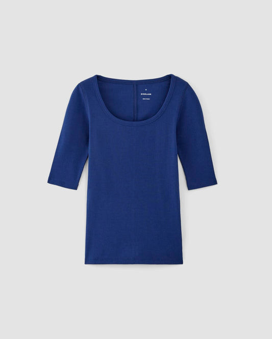 The Luxe Rib Scoop-Neck Tee | Bellwether Blue