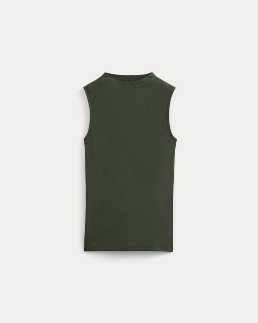 The Luxe Rib Funnel-Neck Tank | Dark Forest