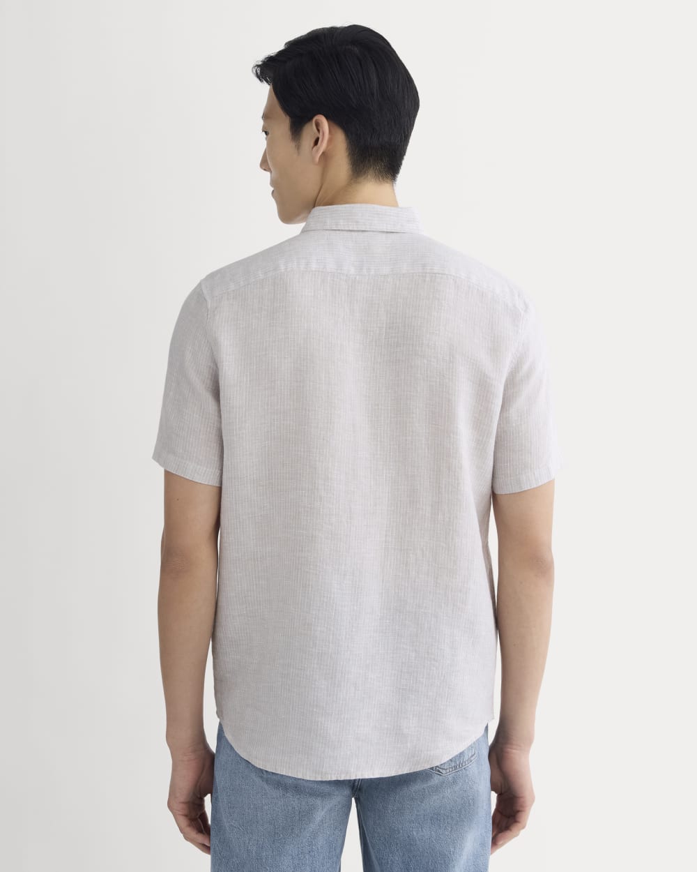 The Classic Short-Sleeve Shirt in Linen | Stone / White